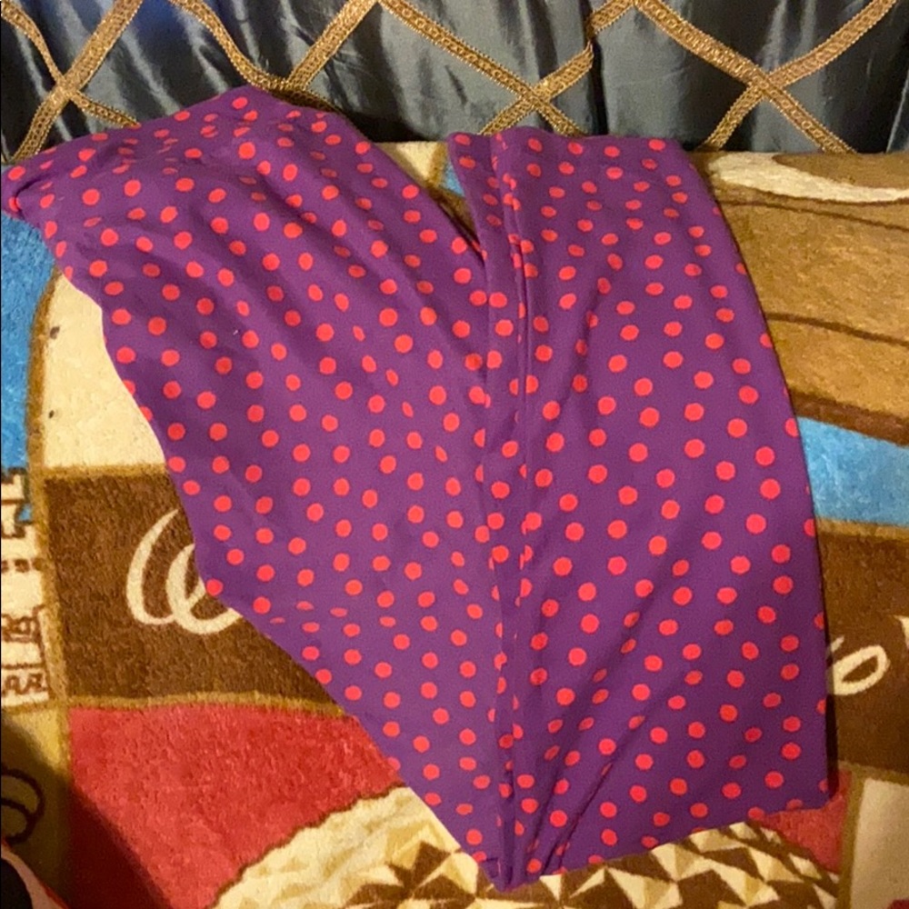 Purple with pink polkadots leggings